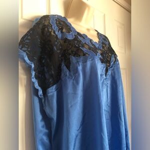 Women Within Pajamas Top Bottoms Womens Plus Size Blue Pjs Lace Shirt Granny